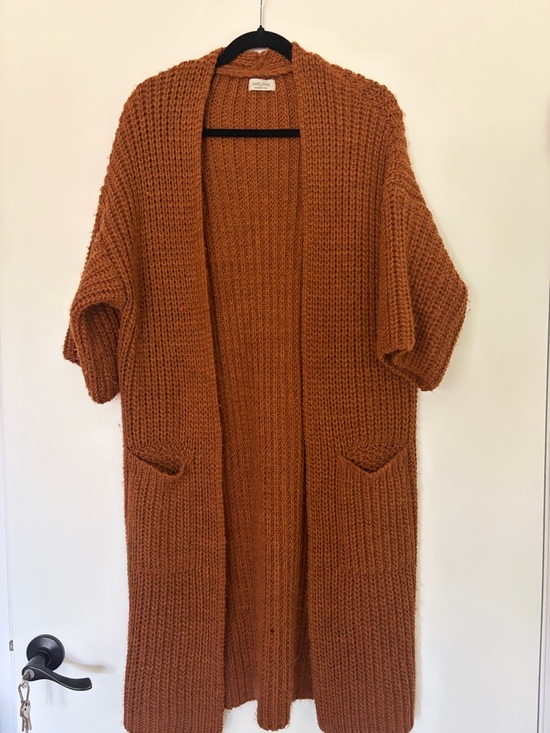 la garconne Sweaters - Open-Front Oversized Knit Cardigan - Rust